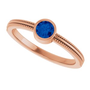 14K Rose Gold Natural Blue Sapphire Bezel-Set Solitaire Ring – image 5