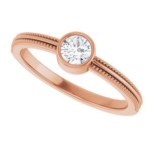 14K Rose Gold 4 mm Round Bezel-Set Solitaire Ring Mounting – image 8