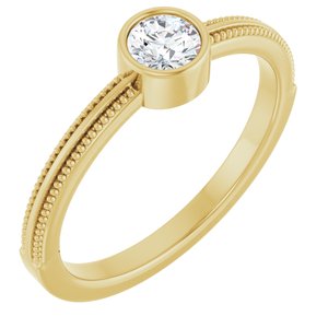 14K Yellow Gold 4 mm Round Bezel-Set Solitaire Ring Mounting