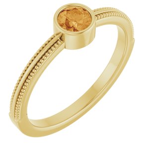 14K Yellow Gold Natural Citrine Bezel-Set Solitaire Ring
