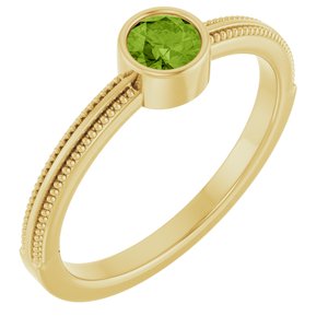 14K Yellow Gold Natural Peridot Bezel-Set Solitaire Ring