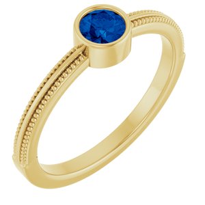 14K Yellow Gold Natural Blue Sapphire Bezel-Set Solitaire Ring