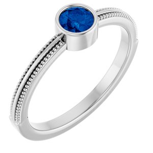 Platinum Lab-Grown Blue Sapphire Bezel-Set Solitaire Ring