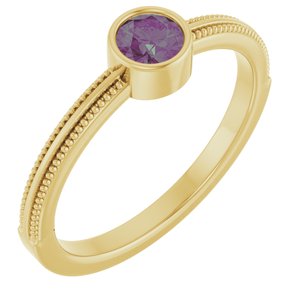 14K Yellow Gold Natural Alexandrite Bezel-Set Solitaire Ring