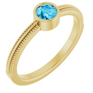 14K Yellow Gold Natural Aquamarine Bezel-Set Solitaire Ring