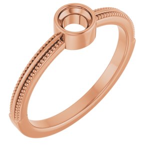 14K Rose Gold 4 mm Round Bezel-Set Solitaire Ring Mounting – image 2