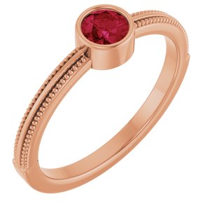 14K Rose Gold Lab-Grown Ruby Bezel-Set Solitaire Ring