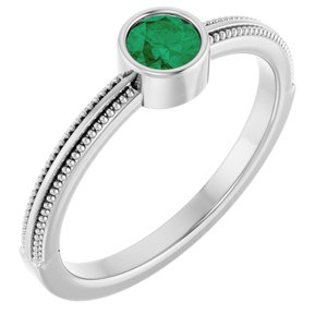 Platinum Lab-Grown Emerald Bezel-Set Solitaire Ring