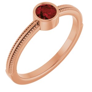 14K Rose Gold Natural Mozambique Garnet Bezel-Set Solitaire Ring