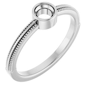 Sterling Silver 4 mm Round Bezel-Set Solitaire Ring Mounting – image 2