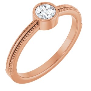 14K Rose Gold 4 mm Round Bezel-Set Solitaire Ring Mounting