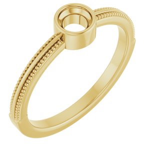 14K Yellow Gold 4 mm Round Bezel-Set Solitaire Ring Mounting – image 2