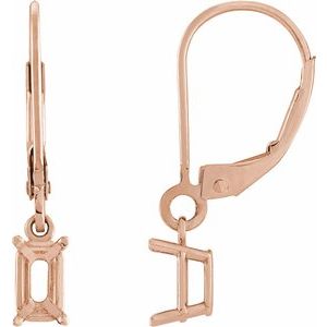14K Rose Gold 5x3 mm Emerald 4-Prong Dangle Earring Mounting