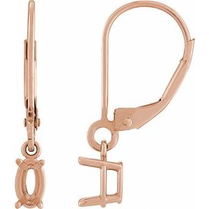 14K Rose Gold 6x4 mm Oval 4-Prong Dangle Earring Mounting