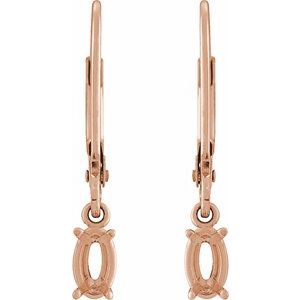 14K Rose Gold 5x3 mm Oval 4-Prong Dangle Earring Mounting – image 2