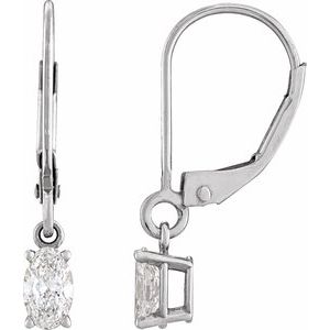 14K White Gold 3/4 CT Lab-Grown Diamond Dangle Earrings