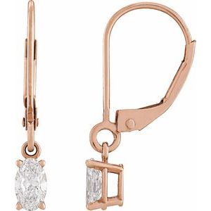 14K Rose Gold 1/2 CT Lab-Grown Diamond Dangle Earrings