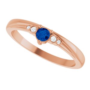 14K Rose Gold Natural Blue Sapphire & .025 CTW Natural Diamond Ring – image 5