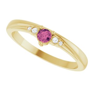 14K Yellow Gold Natural Pink Tourmaline & .025 CTW Lab-Grown Diamond Ring – image 5