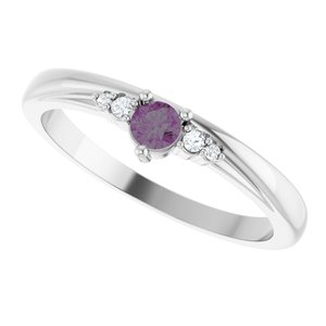 Sterling Silver Lab-Grown Alexandrite & .025 CTW Lab-Grown Diamond Ring – image 5