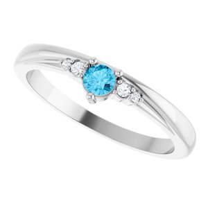 14K White Gold Natural Aquamarine & .025 CTW Natural Diamond Ring – image 5