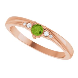 14K Rose Gold Natural Peridot & .025 CTW Natural Diamond Ring – image 5