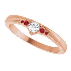 14K Rose Gold Lab-Grown Ruby & .025 CTW Natural Diamond Ring – image 5