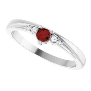 Platinum Natural Mozambique Garnet & .025 CTW Lab-Grown Diamond Ring – image 5