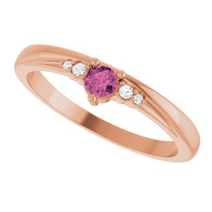 14K Rose Gold Natural Pink Tourmaline & .025 CTW Natural Diamond Ring – image 5