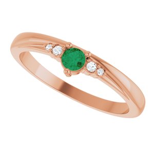 14K Rose Gold Natural Emerald & .025 CTW Lab-Grown Diamond Ring – image 5