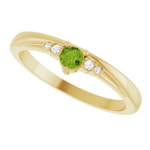 14K Yellow Gold Natural Peridot & .025 CTW Natural Diamond Ring – image 5