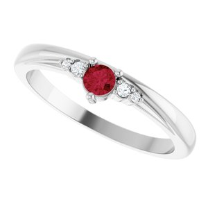 Platinum Natural Ruby & .025 CTW Lab-Grown Diamond Ring – image 5