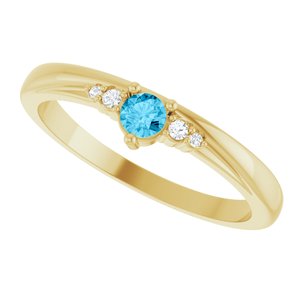 14K Yellow Gold Natural Aquamarine & .025 CTW Natural Diamond Ring – image 5