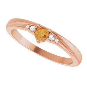 14K Rose Gold Natural Citrine & .025 CTW Lab-Grown Diamond Ring – image 5