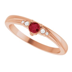14K Rose Gold Lab-Grown Ruby & .025 CTW Lab-Grown Diamond Ring – image 5