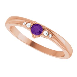 14K Rose Gold Natural Amethyst & .025 CTW Natural Diamond Ring – image 5
