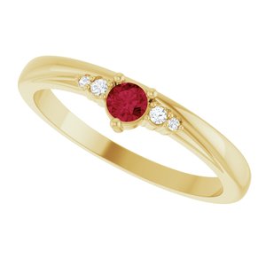 14K Yellow Gold Lab-Grown Ruby & .025 CTW Lab-Grown Diamond Ring – image 5