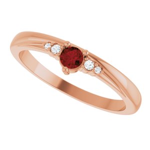14K Rose Gold Natural Mozambique Garnet & .025 CTW Natural Diamond Ring – image 5