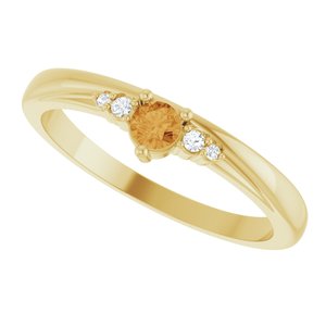 14K Yellow Gold Natural Citrine & .025 CTW Lab-Grown Diamond Ring – image 5