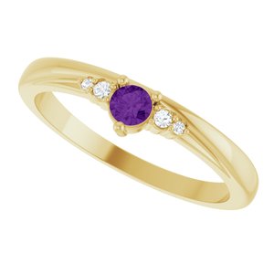 14K Yellow Gold Natural Amethyst & .025 CTW Natural Diamond Ring – image 5
