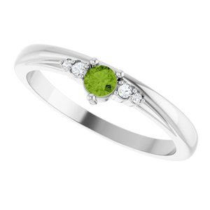 Platinum Natural Peridot & .025 CTW Lab-Grown Diamond Ring – image 5