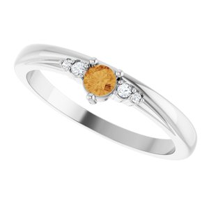 14K White Gold Natural Citrine & .025 CTW Lab-Grown Diamond Ring – image 5