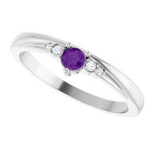 Platinum Natural Amethyst & .025 CTW Natural Diamond Ring – image 5