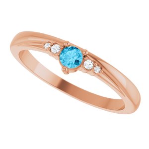 14K Rose Gold Natural Aquamarine & .025 CTW Lab-Grown Diamond Ring – image 5