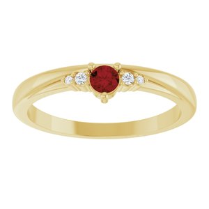 14K Yellow Gold Natural Mozambique Garnet & .025 CTW Lab-Grown Diamond Ring – image 3