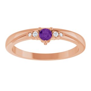 14K Rose Gold Natural Amethyst & .025 CTW Lab-Grown Diamond Ring – image 3