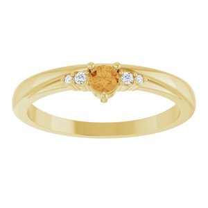 14K Yellow Gold Natural Citrine & .025 CTW Lab-Grown Diamond Ring – image 3