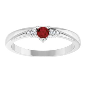14K White Gold Natural Mozambique Garnet & .025 CTW Natural Diamond Ring – image 3