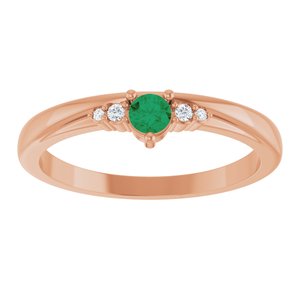 14K Rose Gold Lab-Grown Emerald & .025 CTW Natural Diamond Ring – image 3