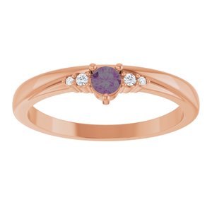 14K Rose Gold Lab-Grown Alexandrite & .025 CTW Natural Diamond Ring – image 3